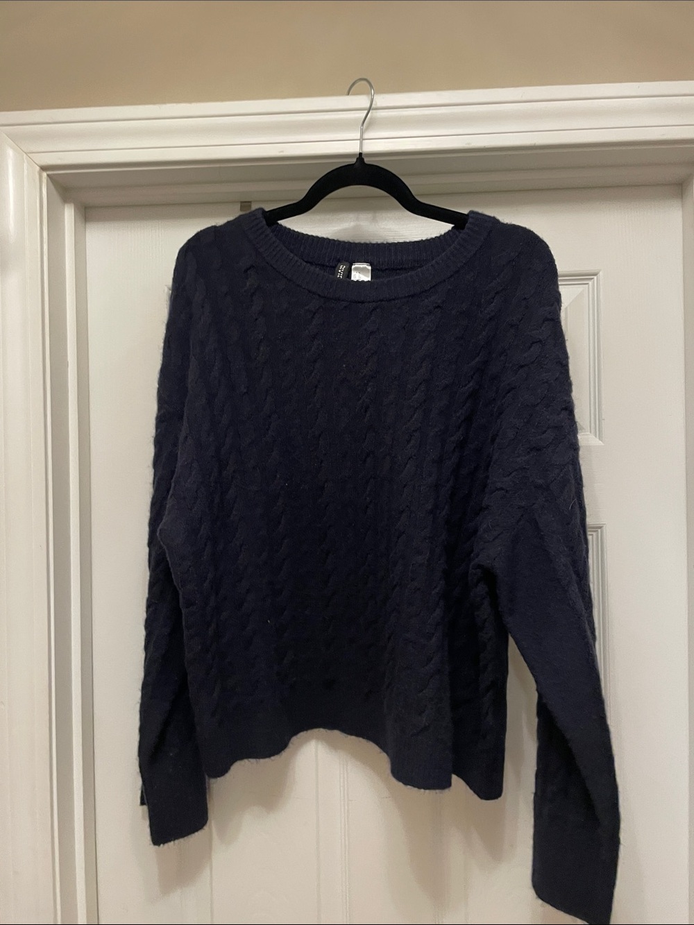 H&M Divided Navy Cable Knit Crewneck Sweater